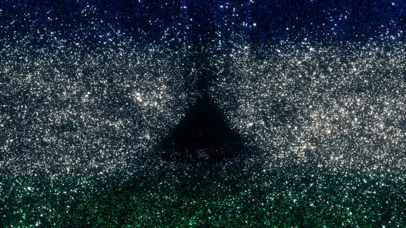 Lesotho Flag With Abstract Particles
