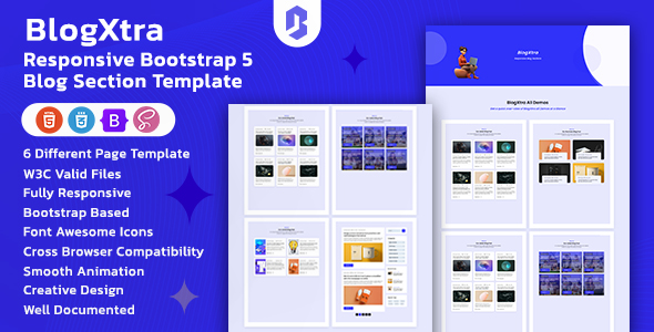 BlogXtra - Responsive Bootstrap 5+ Blog Section Template