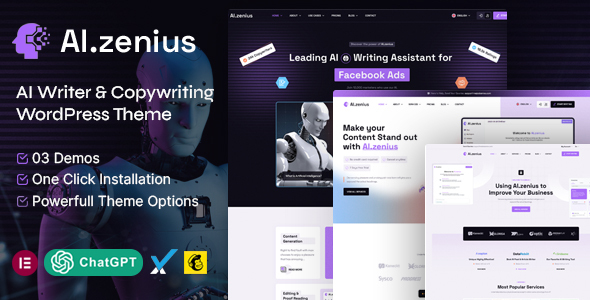 Ai Zenius - AI Writer & Copywriting WordPress Theme