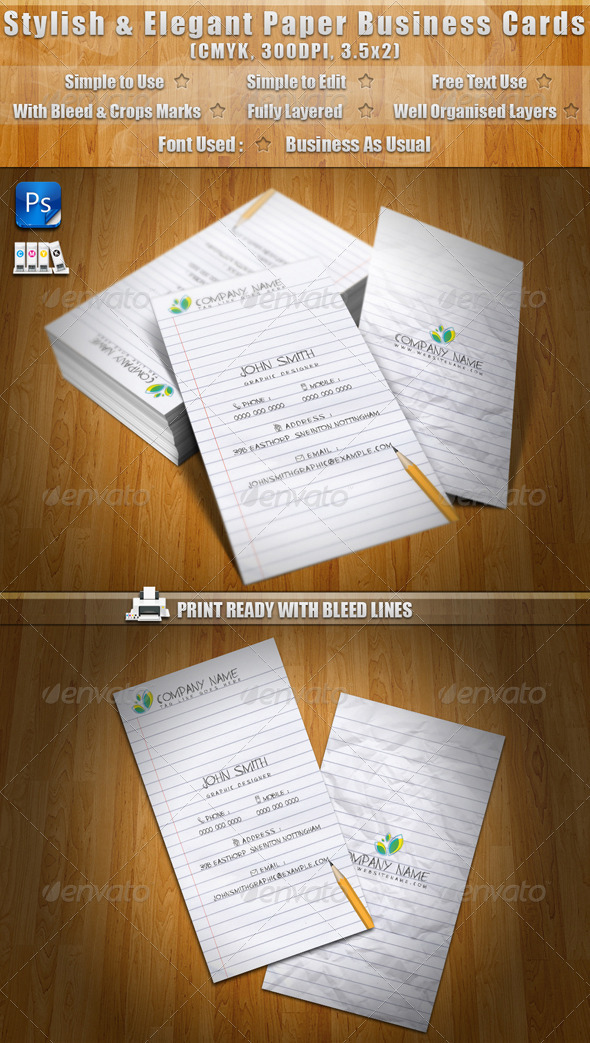 Stylish & Elegant Paper Business Cards - Creative Business Cards