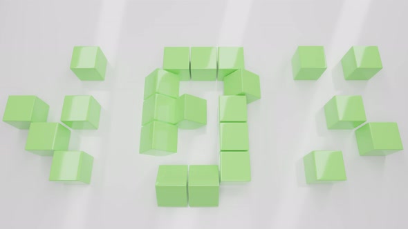 Countdown from cubes. 3D render