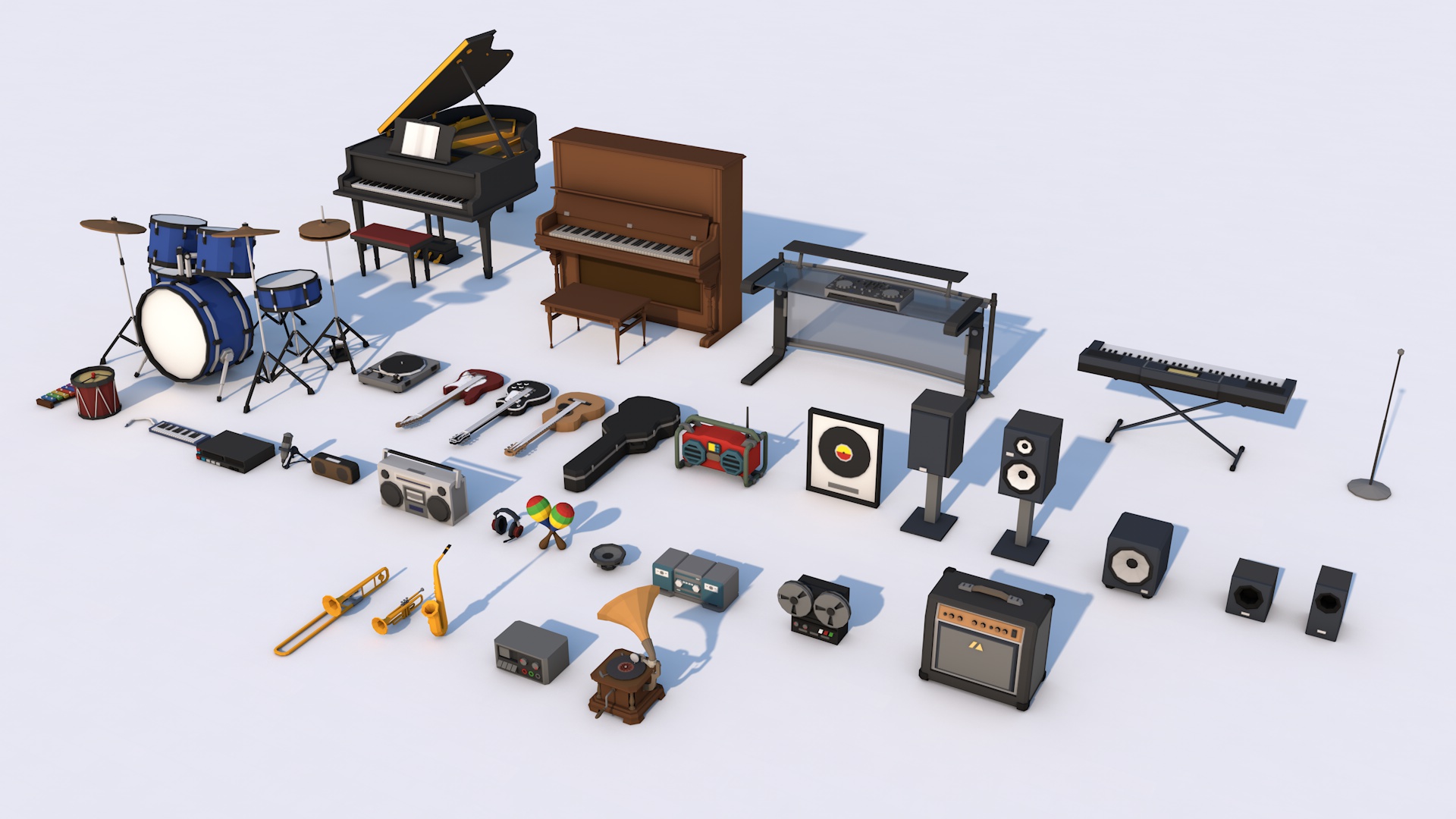 Poly Musical Insturment Props Pack Collection by multimedia4d | 3DOcean