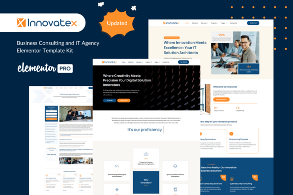 Innovatex - Business & IT Agency Elementor Pro Template kit