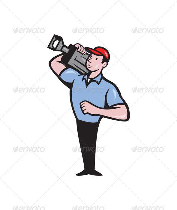 Cameraman Film Crew Carry Camera - People Characters