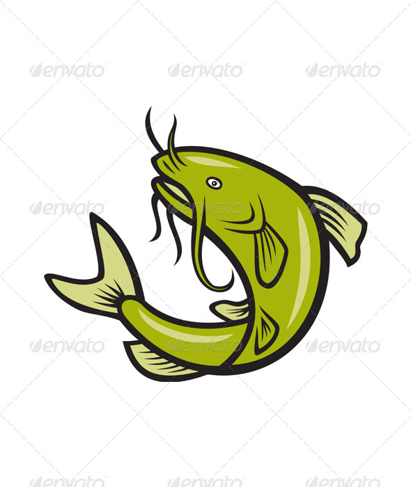 Catfish Fish Jumping Cartoon - Animals Characters