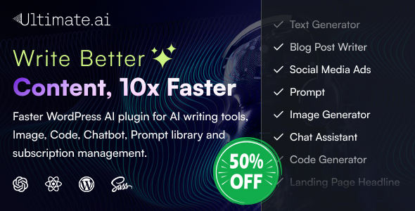 UltimateAI  AI Enhanced WordPress  Plugin with SaaS for Content, Code, Chat, and Image Generation