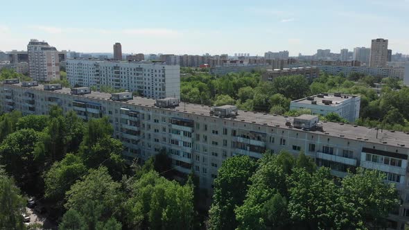 Top View of the District Severnoye Tushino in Moscow, Russia.