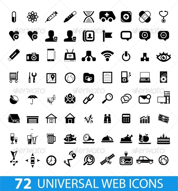 Set of 72 Universal Web Icons - Web Elements Vectors