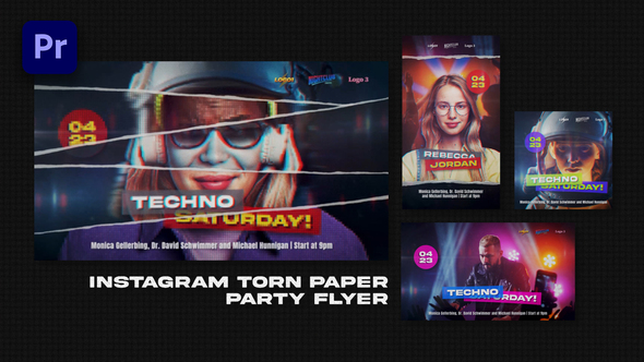 Instagram Torn Paper Party Flyer | Premiere Pro Premiere Pro template preview