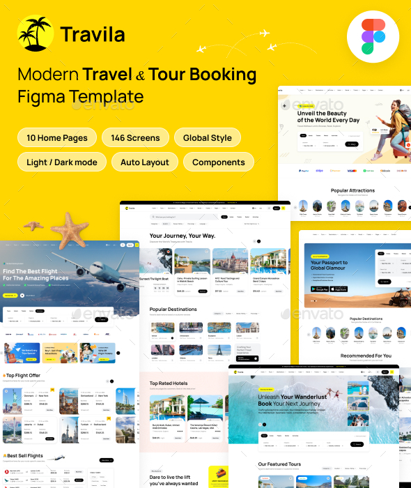 Travila - Modern Travel & Tour Booking Figma Template