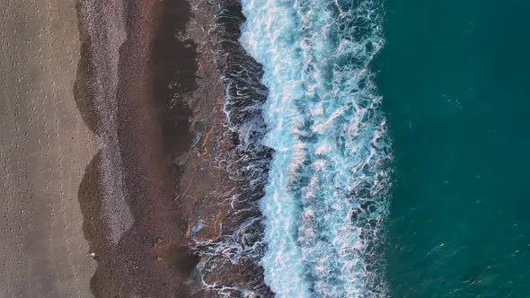 Texture of the sea and wild beach aerial view 4 K alt