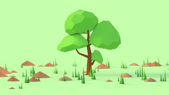 Minimalist Cartoon green tree moving animation loop 3d render 4k ...