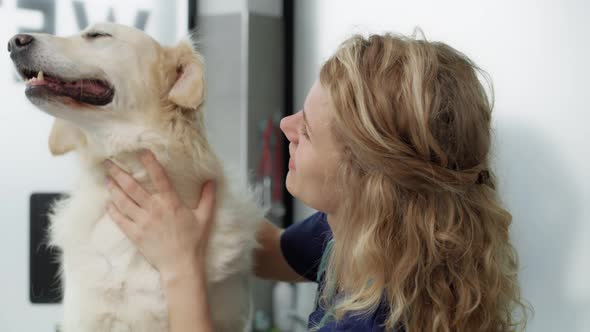 Portrait of caucasian female vet in medical clinic. Shot with RED helium camera in 4K. alt