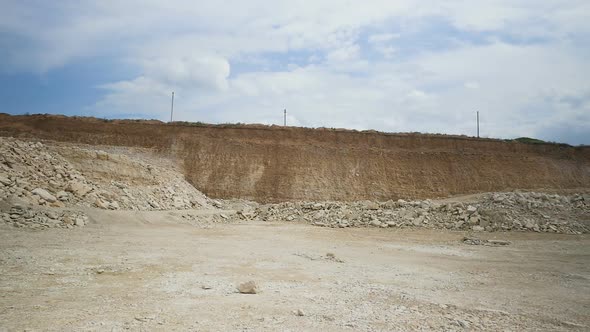 A Large Panorama of the Stone Quarry. View of Opencast Mining Quarry with Lots