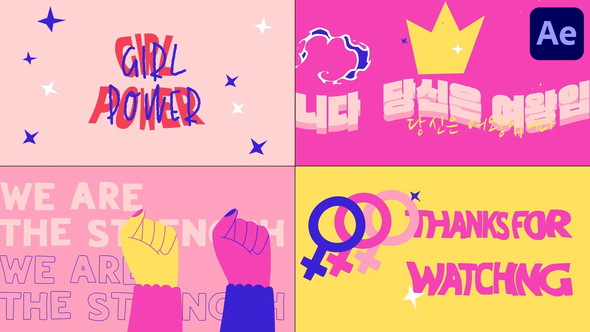 Girl Power Typography Scenes for After Effects