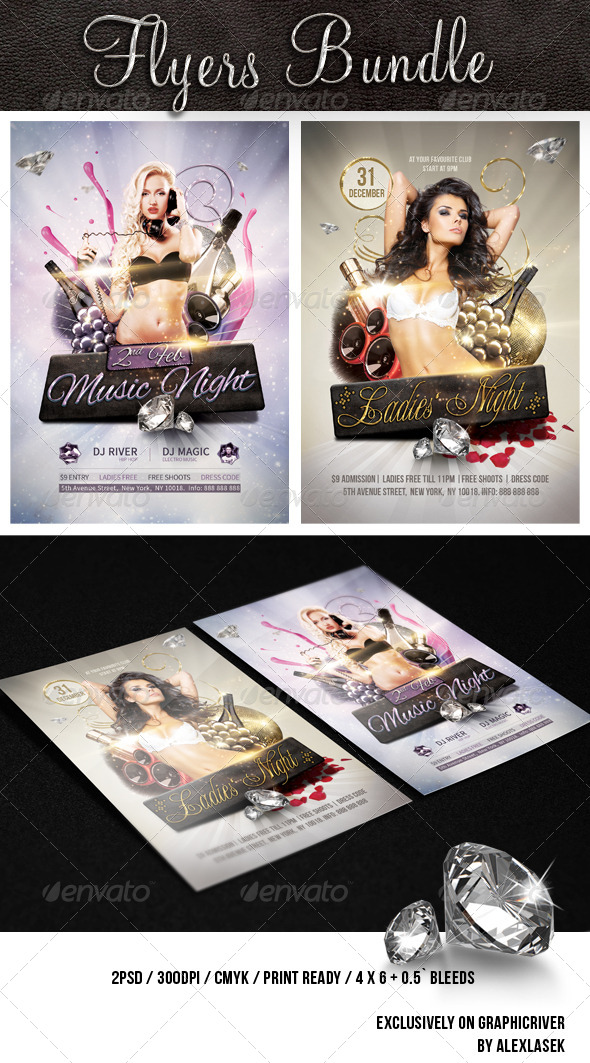 Bundle Flyer Music Night and Ladies Night - Clubs & Parties Events