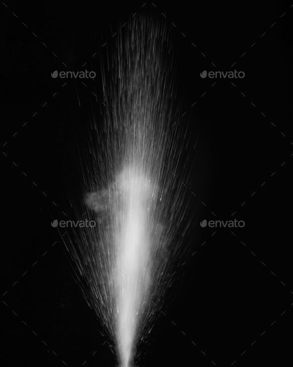 Splashing hot water with steam on a black background. Abstract ...