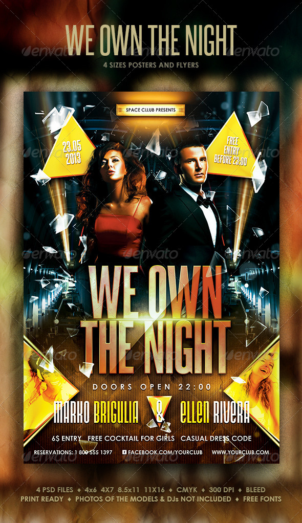 We Own The Night Posters and Flyer - Clubs & Parties Events