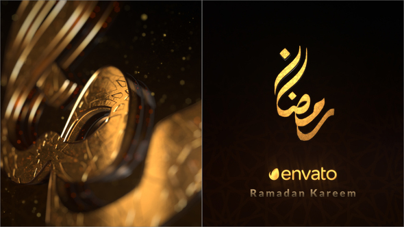 3D Gold Ramadan Kareem Logo Intro Logo Stings template preview