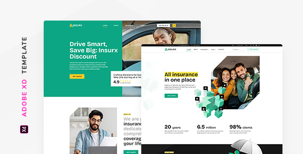 Insurx – Insurance Agency Template for Adobe XD