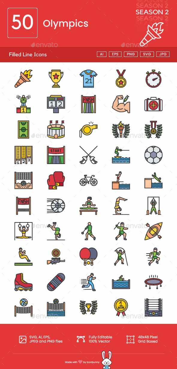Olympics Filled Line Icons