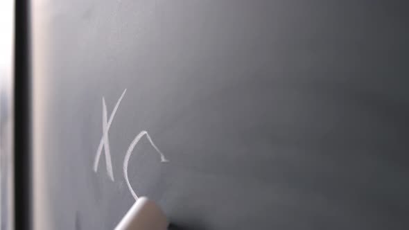 Writing a Math Formula with a Chalk on a Blackboard