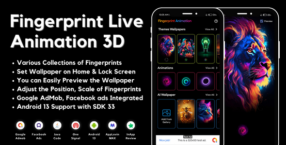 Fingerprint Live Animation 3D with AdMob Ads Android