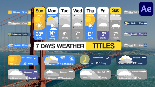 7 Days Weather Titles for After Effects