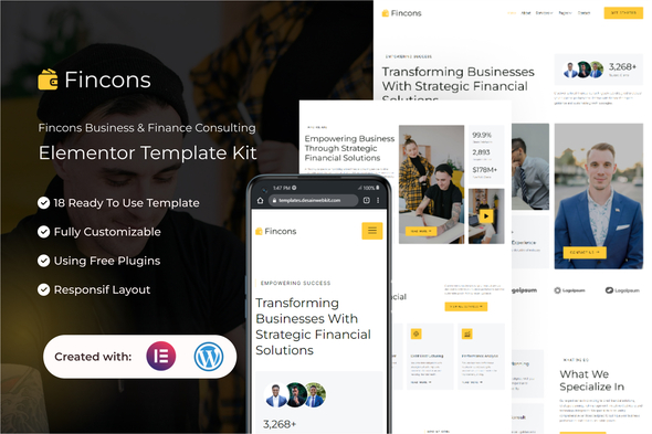 Fincons - Business & Finance Consulting Elementor Template Kit