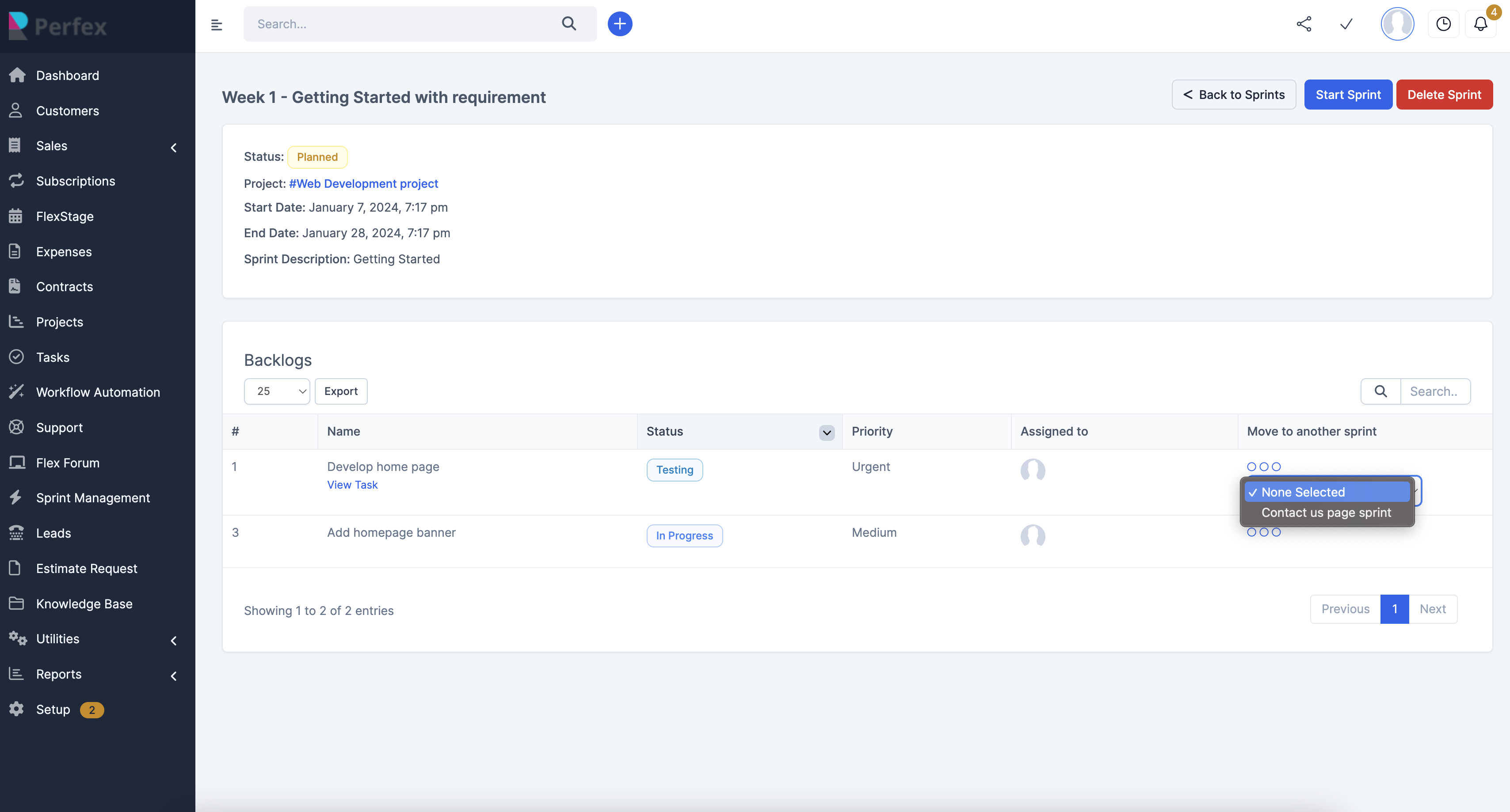 Project Sprints Management for Perfex by flexibyte88 | CodeCanyon