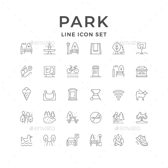 Set Line Icons of Park