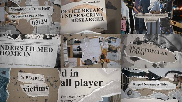 Ripped Newspaper Titles After Effects Project Files Videohive