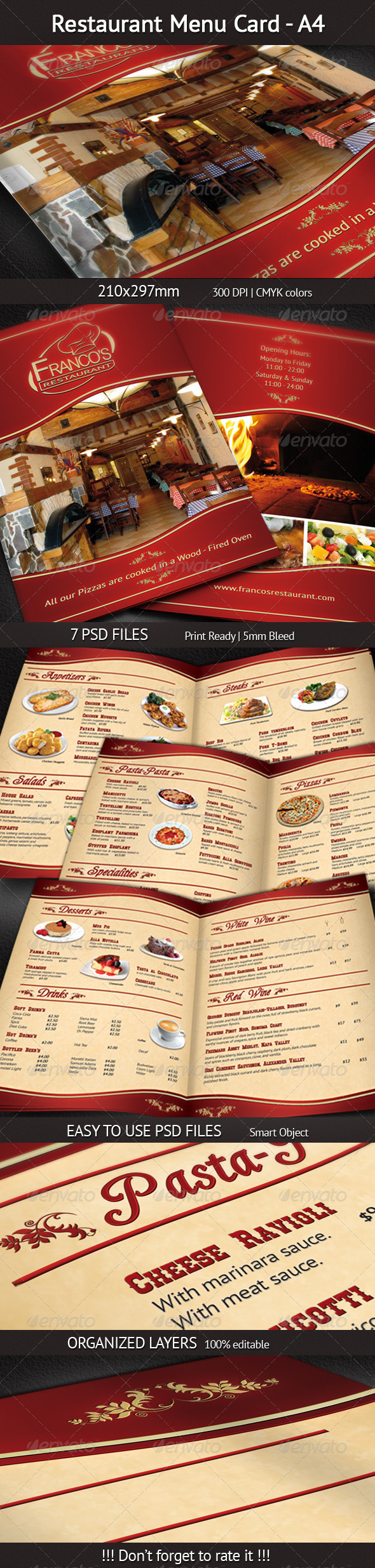 Restaurant Menu Card A4