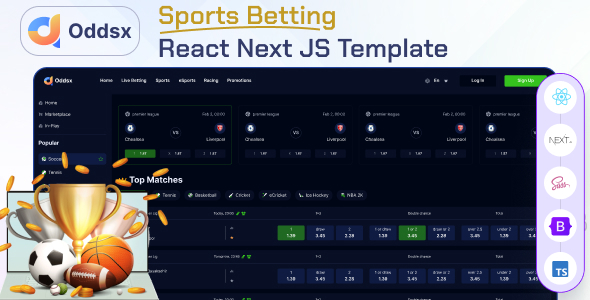 Oddsx - Sports betting website React Next JS  Template