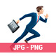 3D Cartoon Businessman Running Very Fast with a Briefcase