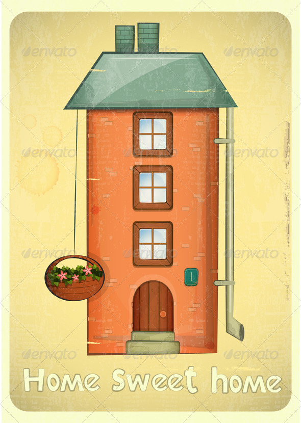 Cartoon Houses Postcard - Buildings Objects