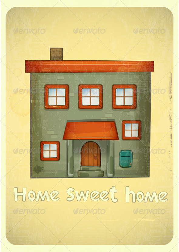 Cartoon Houses Postcard - Buildings Objects