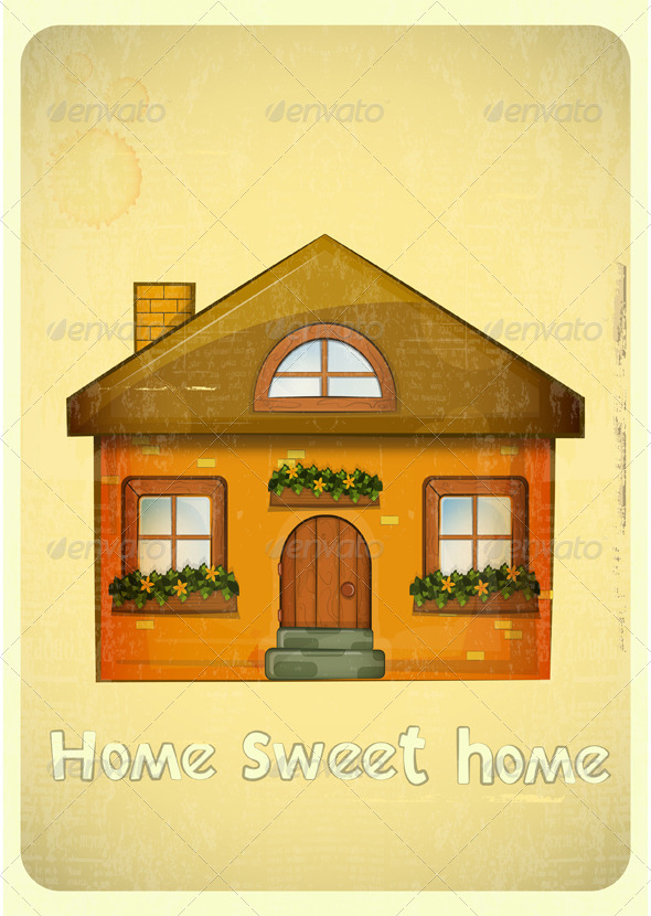 Cartoon Houses Postcard - Buildings Objects