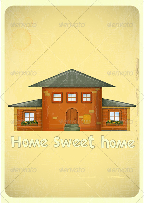 Cartoon Houses Postcard - Buildings Objects