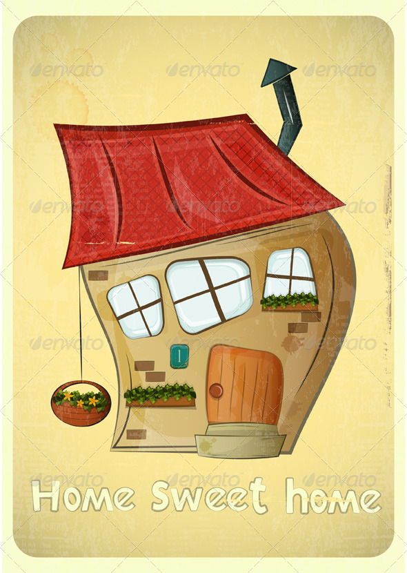 Cartoon Houses Postcard - Buildings Objects