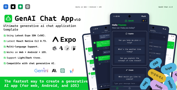 GenAI Chat v1.0 (Expo v50 -latest) | Ultimate generative AI Chat application Template