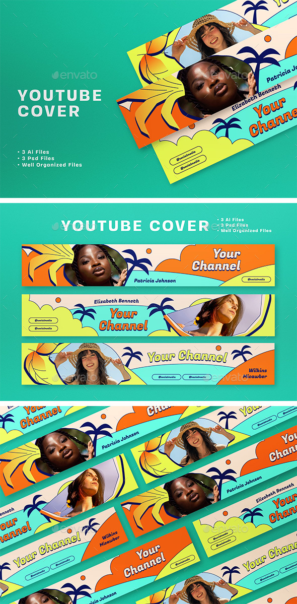 Orange Flat Design Summer YouTube Banner
