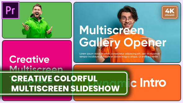 Creative Colorful Multiscreen Slideshow MOGRT for Premier Pro