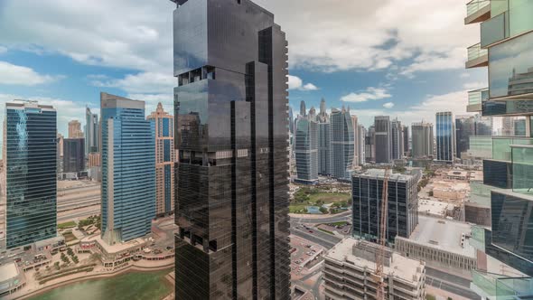 Residential Apartments and Offices in Jumeirah Lake Towers District Timelapse in Dubai alt