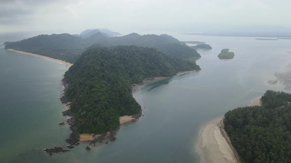 Aerial view and fly from right to left show area of island near Phra Thong island in Thailand