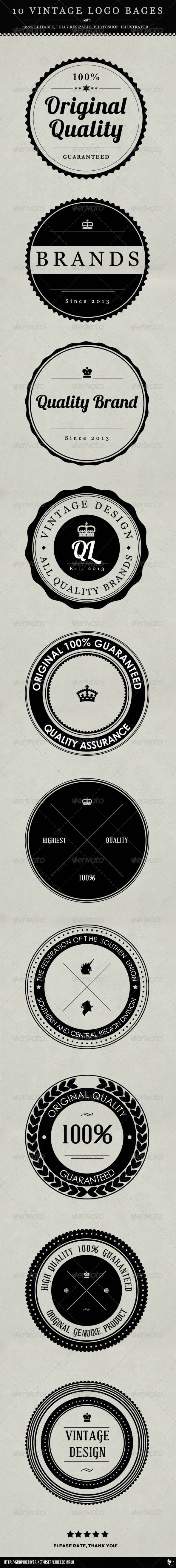 10 Vintage Logo Badges - Badges & Stickers Web Elements