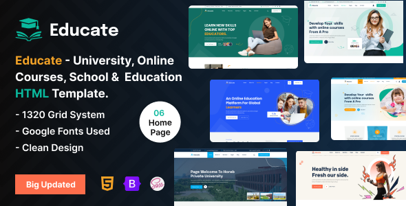 Educate - University, Online Courses, School & Education Template