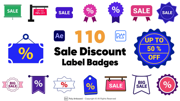 Sale Discount Label Badges For After Effects