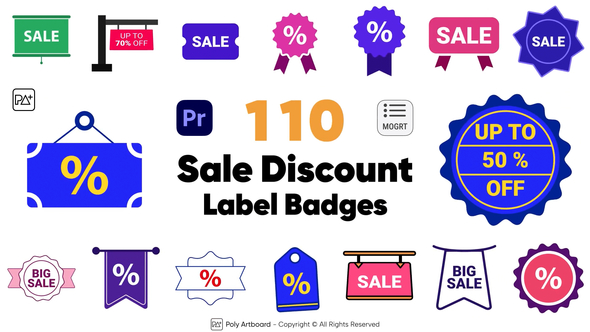 Sale Discount Label Badges For Premiere Pro