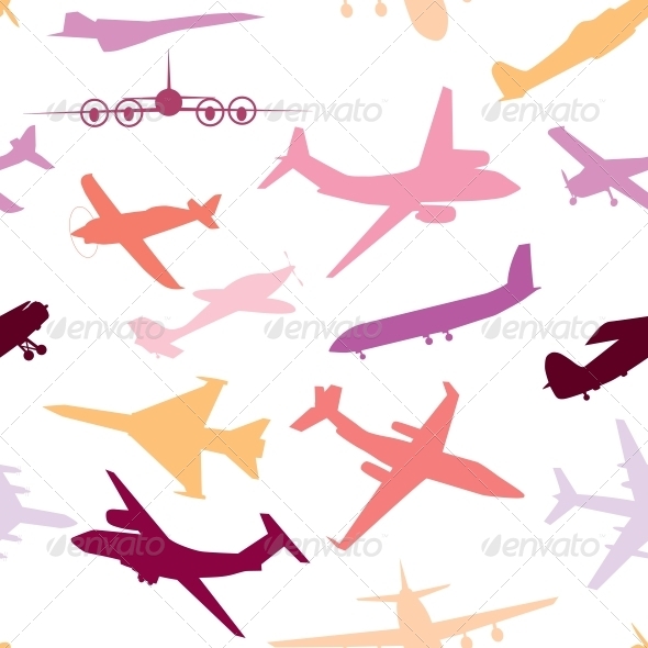 Aircraft, Airplane, Plane Flying Vector Seamless - Miscellaneous Vectors